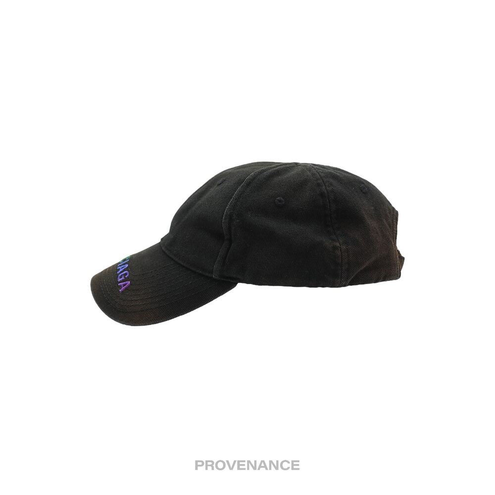 🔴 Balenciaga Embroidered Rainbow Logo Cap - Washed Black - Picture 4 of 12